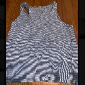 blue and white striped tank top
